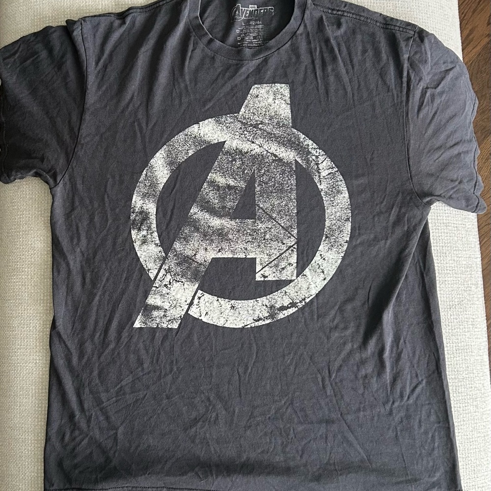 Avenger Charcoal Tee with Distressed Logo